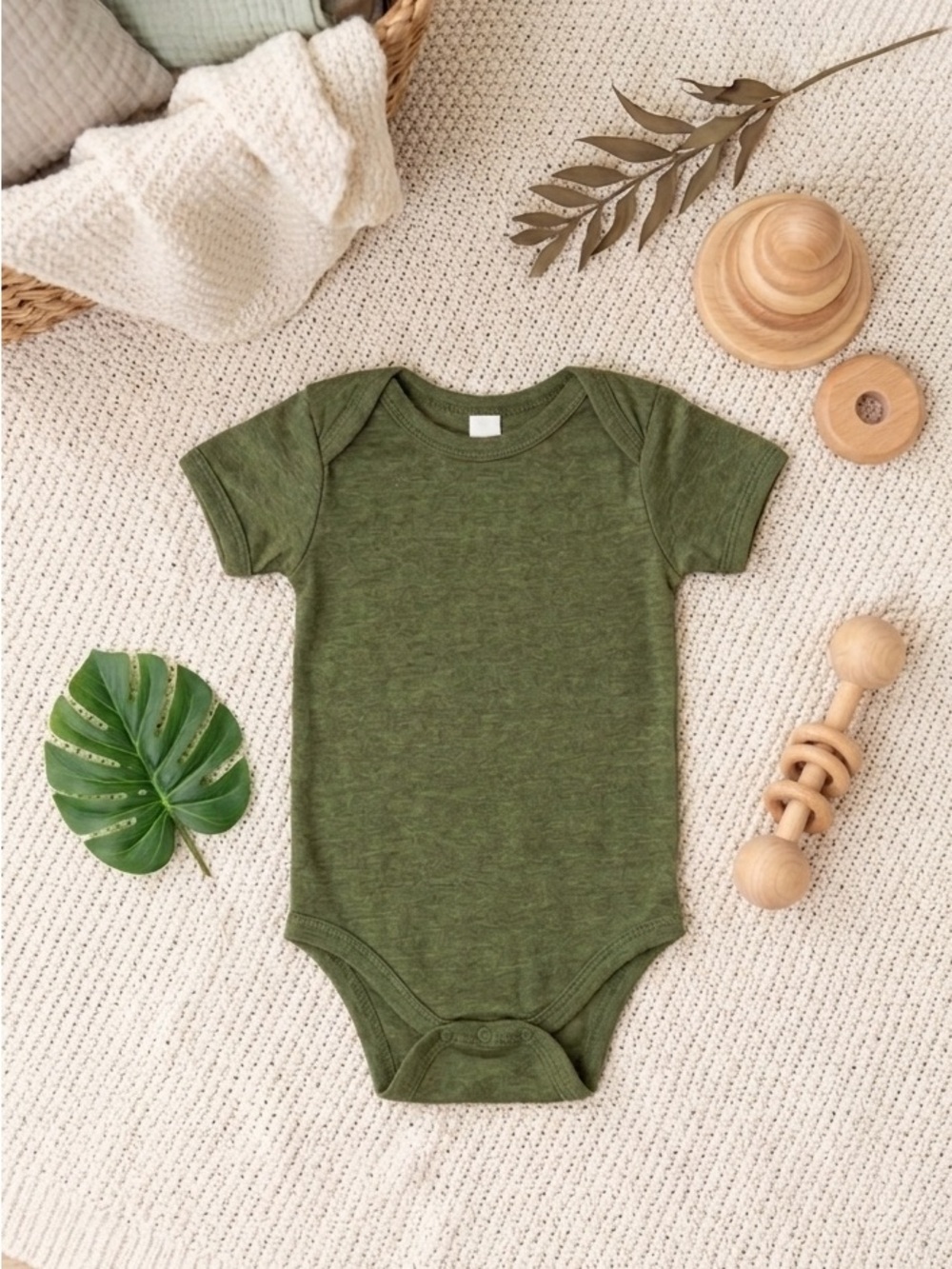 NWT American Apparel Gender Neutral Baby Rib Olive Green Onesie Bundle 3-6M